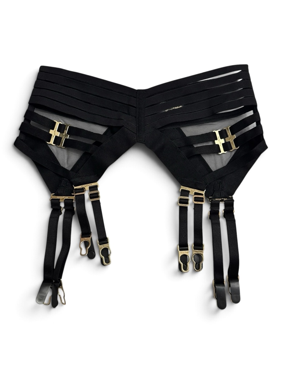 Honey Birdette Linda C Suspender Size XS Black Garter Belt